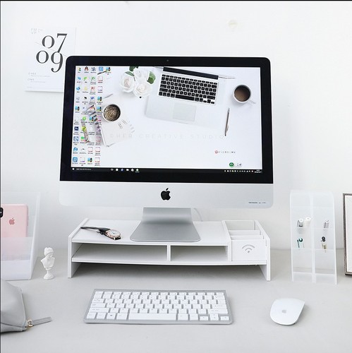 Computer height increaser rack office desktop height increase rack with drawer storage base desktop monitor stand