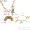 Metal cute rainbow children's pendant, chain, necklace and bracelet, set