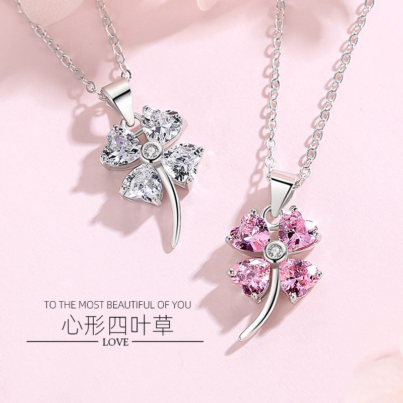 Trébol collar femenino s925 plata esterlina clavícula cadena popular Red ins simple estilo frío nicho regalo para los amigos