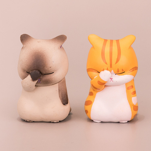 3 types of face-covering cat figures, wholesale animation peripheral cat ornaments, cake dolls, street stalls, trendy cartoon toys