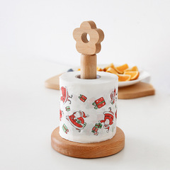 Japanese creative kitchen paper towel rack vertical beech storage roll rack small flower lazy rag rack tall style