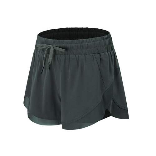 Summer breathable quick-dry women's plus-size non-revealing yoga pants marathon running fitness three-in-one shorts