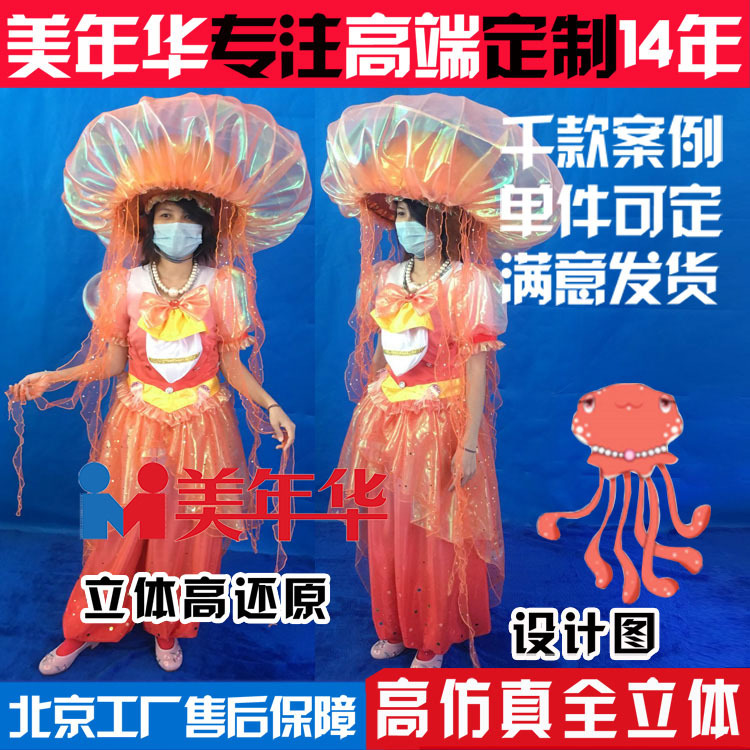 北京美年华海洋馆人偶服装二次元水母卡通服二次元玩偶表演服厂家