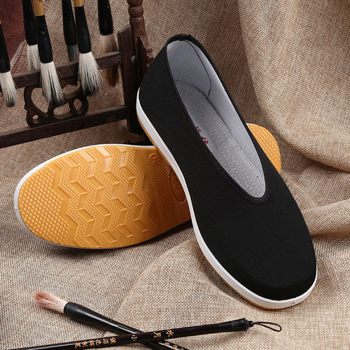 Old Beijing Cotton Shoes for Men, Spring and Autumn Leisure, Middle-aged and Elderly Black Cotton Shoes, Social Shoes, Kung Fu Performance Shoes, Round Mouth Cotton Shoes, Wholesale