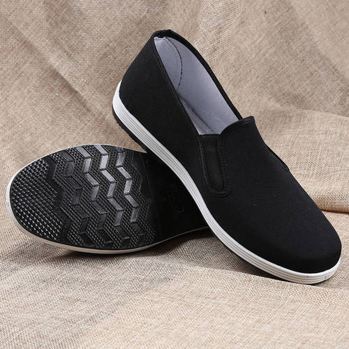 Old Beijing Cotton Shoes for Men, Spring and Autumn Leisure, Middle-aged and Elderly Black Cotton Shoes, Social Shoes, Kung Fu Performance Shoes, Round Mouth Cotton Shoes, Wholesale
