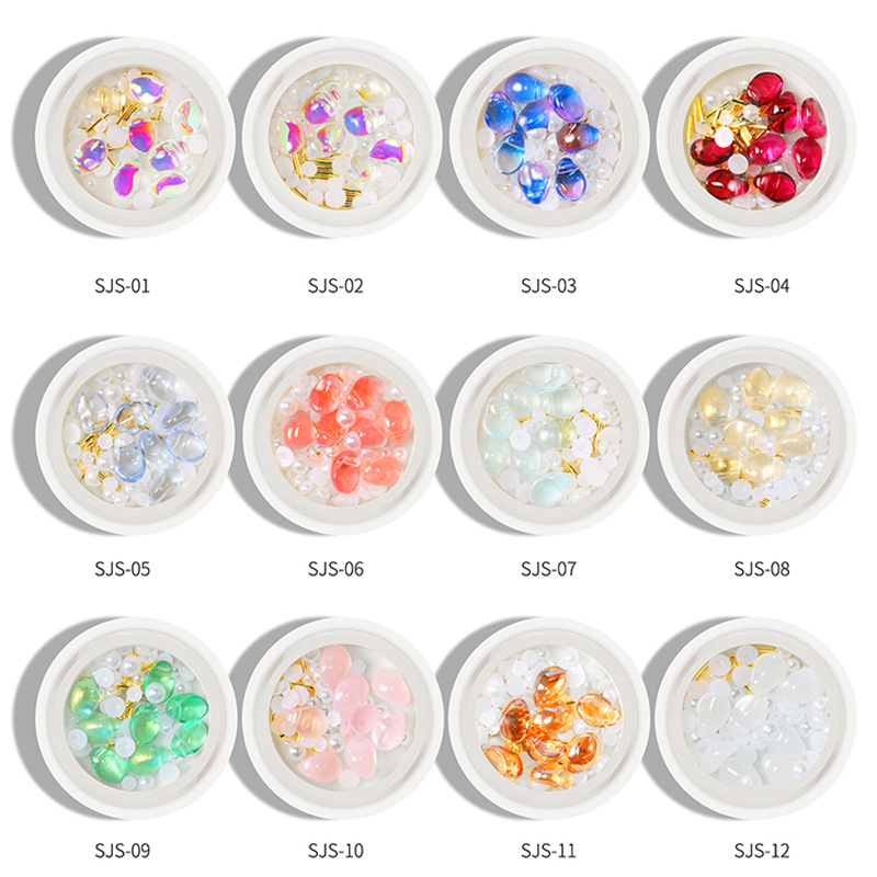 Joyería de piedra de cristal de uñas tridimensional color mágico japonés irregular Aurora piedra diamante decoración de uñas remache perla mezclada