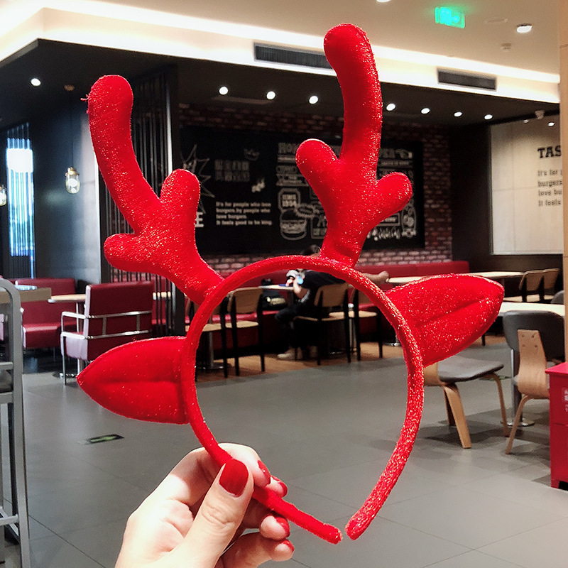 クリスマスの赤いスパンコール鹿の角のカチューシャ|undefined