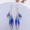 Long crystal earings, fresh earrings, gradient