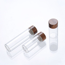 出口韩国调料分装瓶螺口木纹盖透明小玻璃瓶直径24mm盖子带垫片