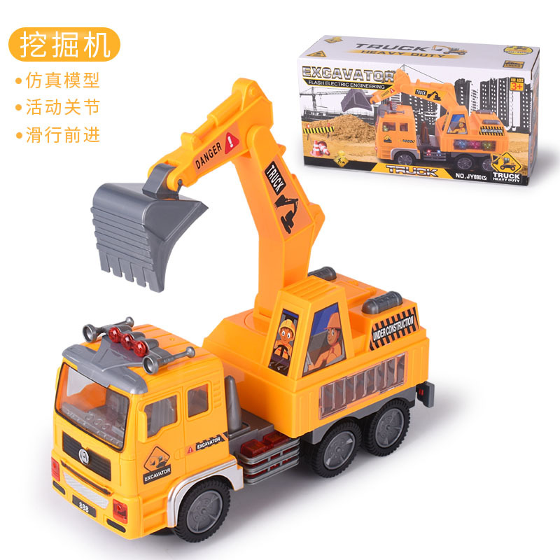 Juguetes de parada al por mayor coche eléctrico grande vehículo de ingeniería universal juguete 4D música ligera modelo de coche de juguete para niños