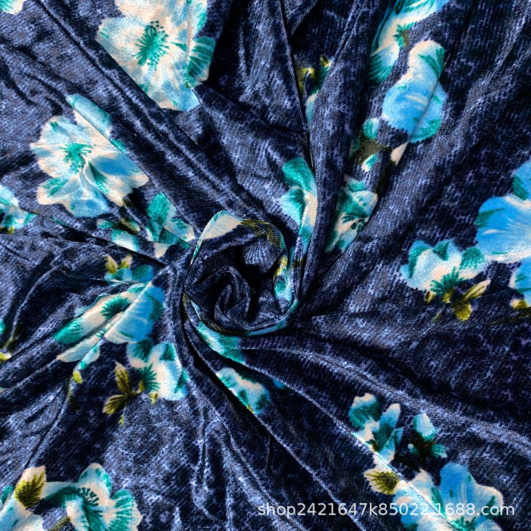 厂家供应    纬编倒毛平板高亮密丝绒印花  两面弹倒毛密丝绒印花