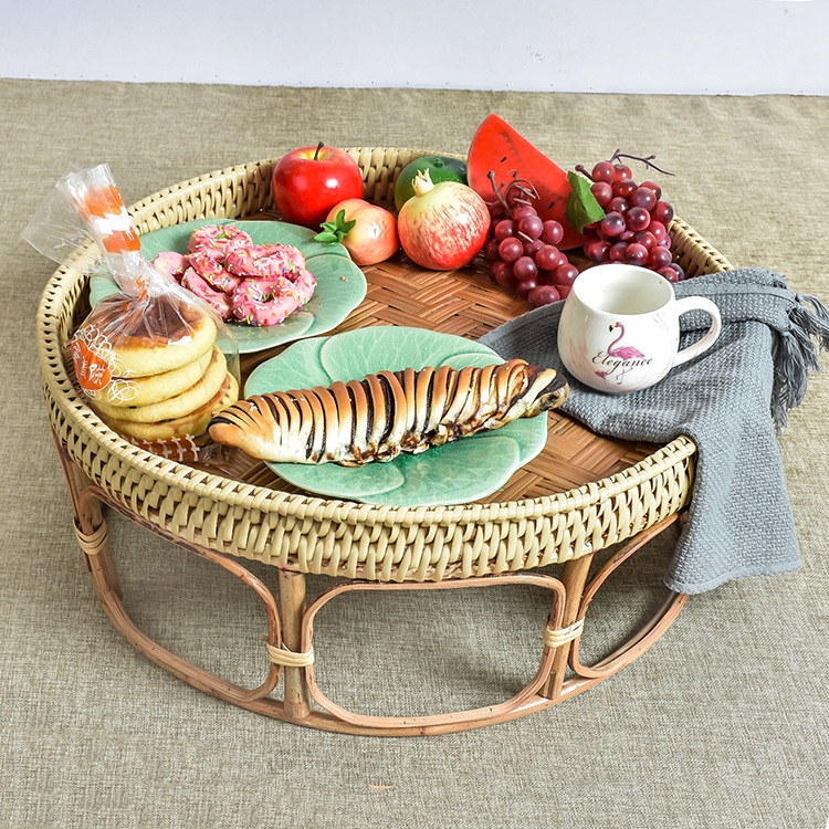 Thailand Rattan Coffee Table Bay Window Tea Table Bamboo Household High-foot Fruit Plate Fruit Basket Lightweight Portable Outdoor Picnic Table Thailand Rattan Coffee Table Bay Window Tea Table Bamboo Household High-foot Fruit Plate Fruit Basket Lightweight Portable Outdoor Picnic Table