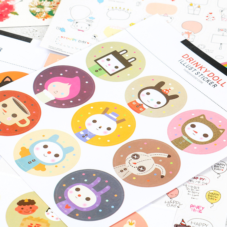 Lindo gato cachorro estilo japonés pegatina de sellado dibujos animados cumpleaños oso lindo diario pegatina caja de regalo Etiqueta de sellado