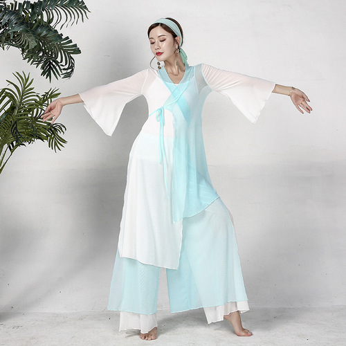 Honghua classical dance clothing, gauze dance practice clothing, elegant ancient Chinese style belly dance performance clothing
