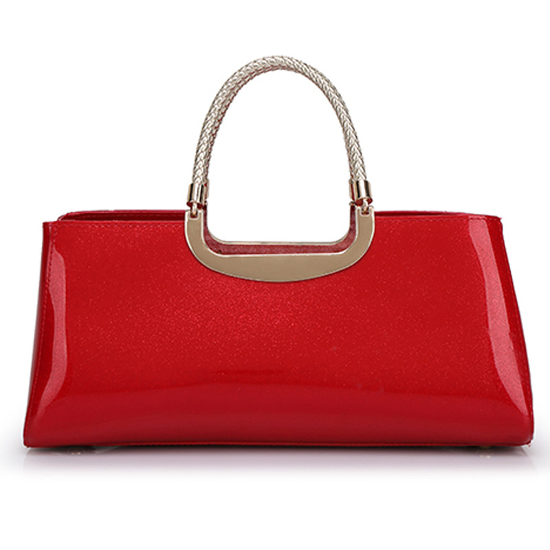 跨境晚宴包包2025新款红色新娘包时尚亮面漆皮女包手提包婚包批发