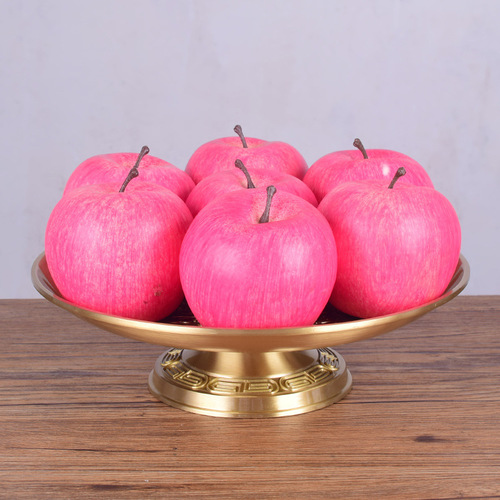 Fruit plate for Buddha in front of the Buddha, fruit plate for Buddha, lotus flower plate with blessing word, pure copper ornaments, Buddhist hall supplies, Buddhist utensils