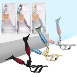 现货批发美容化妆工具美人鱼卷翘睫毛夹子 假睫毛辅助器渐变色款