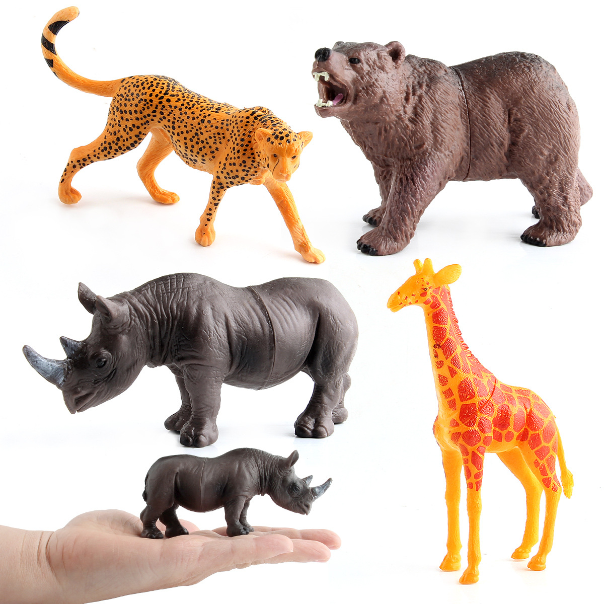 Nuevo modelo de juguete animal 12 tamaño pequeño hueco simulación animal mundo bosque animal traje juguete exportación