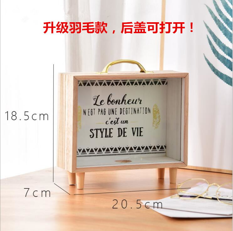 Nórdico ins creativo hogar de madera alcancía dormitorio escritorio decoración foto apoyos sundries caja almacenamiento