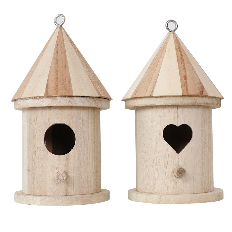 Wooden Bird's Nest Outdoor Bird's Nest Feeder Spliced Bird's House DIY Kidsren's Coloring Pendant Bird's Nest in Stock
