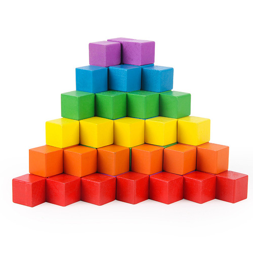 Factory Direct Sale Hinoki Regular Cubic Blocks 1-8cm Primary School Math Cubes Teaching Aids Colored Cubic Toys