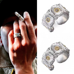 潮牌GD權志龍小雛菊戒指嘻哈同款菊花鈦鋼指環潮人男女手飾品