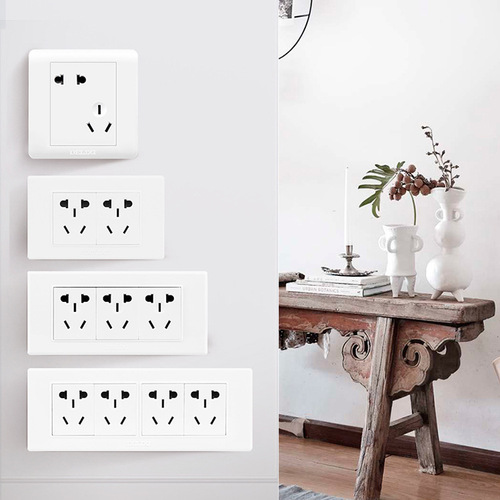 Delixi 118 model switch and socket home panel three-in-a-row nine-hole fifteen-hole concealed wall-mounted wholesale