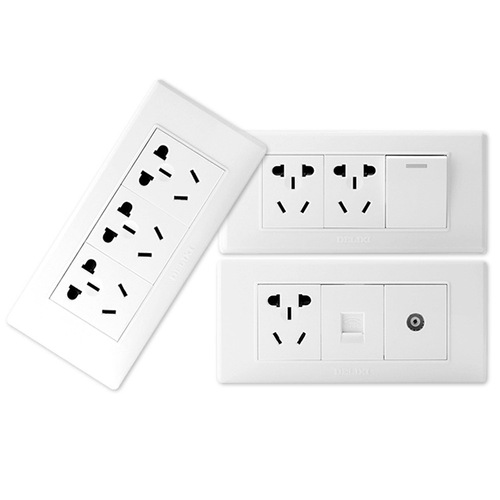 Delixi 118 model switch and socket home panel three-in-a-row nine-hole fifteen-hole concealed wall-mounted wholesale