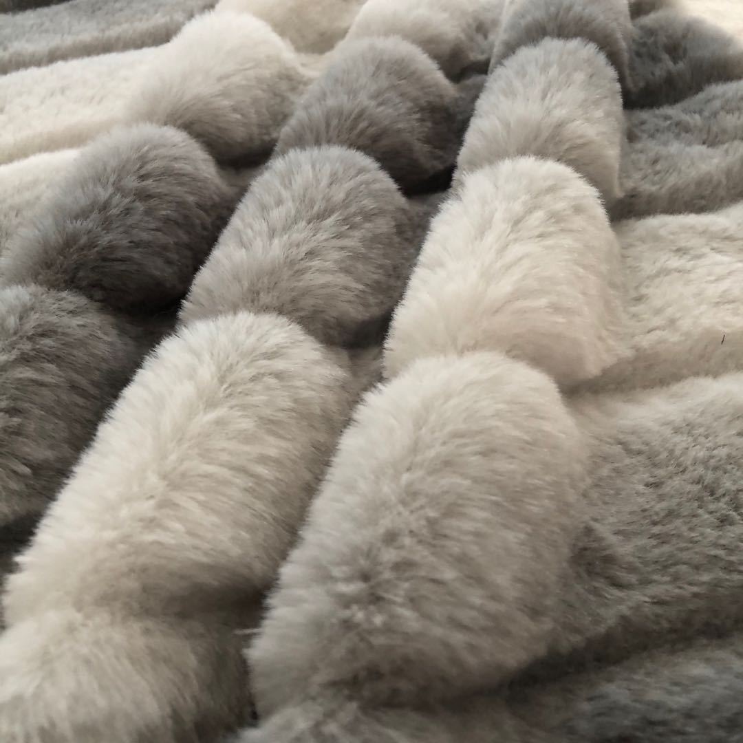 小兔毛印剪花 灰白毛绒布 仿兔毛绒 玩具服装地毯抱枕家居服绒布