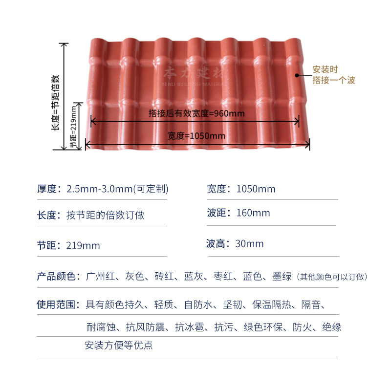 asa thickened synthetic resin tile roof villa antique plastic tile canopy insulation plastic roof tile manufacturers