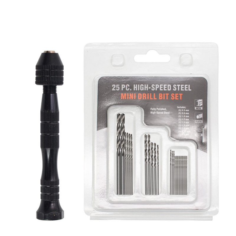 黑色手捻钻 金刚菩提手动文玩模型打孔拿子DIY工具套装配麻花钻