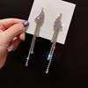 Earrings, pendant with tassels from pearl, long zirconium, Korean style