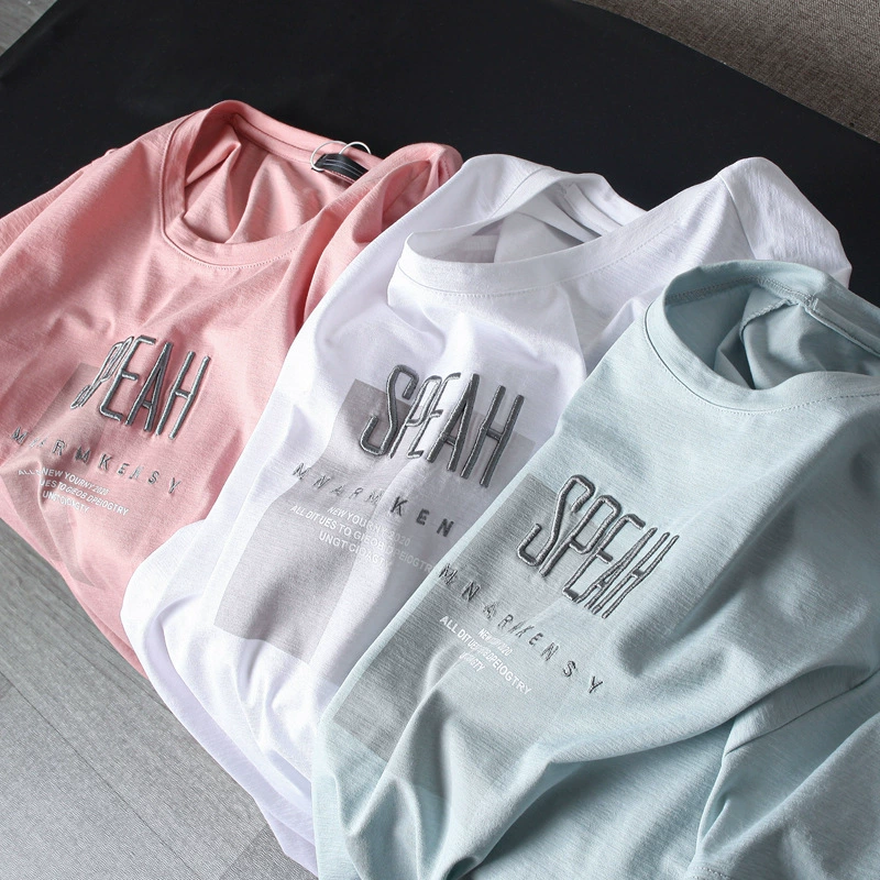 Легкая роскошь! Изысканная вышивка! Yi Line мужские товары для крупного рогатого скота летняя футболка с круглым вырезом и короткими рукавами фабричные излишки Мужская футболка