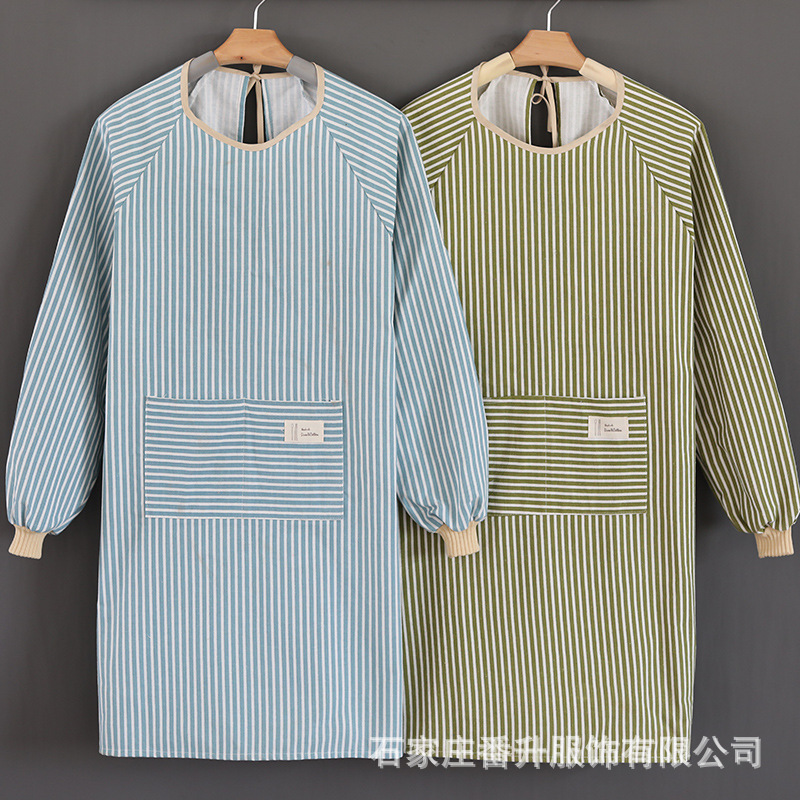 Delantal de limpieza a mano de moda para mujer cocina doméstica algodón y lino de manga larga backwear overol impermeable para adultos