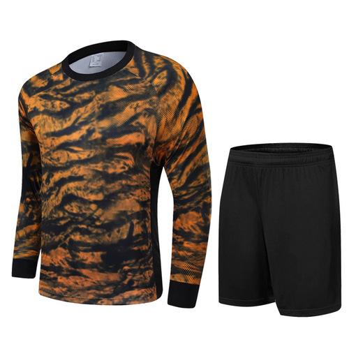 Summer Student Long-Sleeve Soccer Uniform Sports Set for Boys and Girls, Goalkeeper Uniform with Leopard Print Camouflage Goalkeeper Uniform, Goalkeeper Net