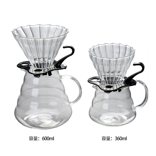 Heat-resistant thickened glass cloud coffee pot V60 coffee filter cup hand brewing pot with lid customizable with logo