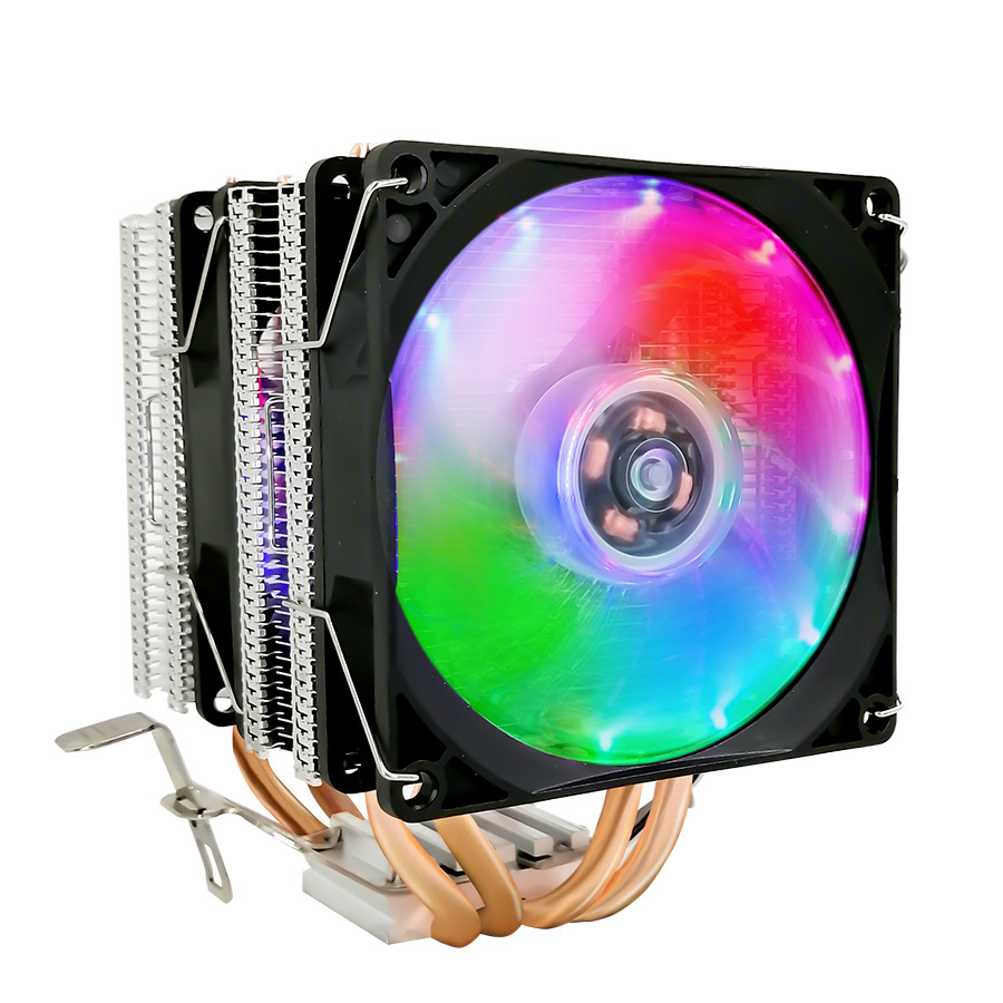 4热管双塔CPU散热器 铜管9公分cpu风扇适用于 Intel AMD平台1151