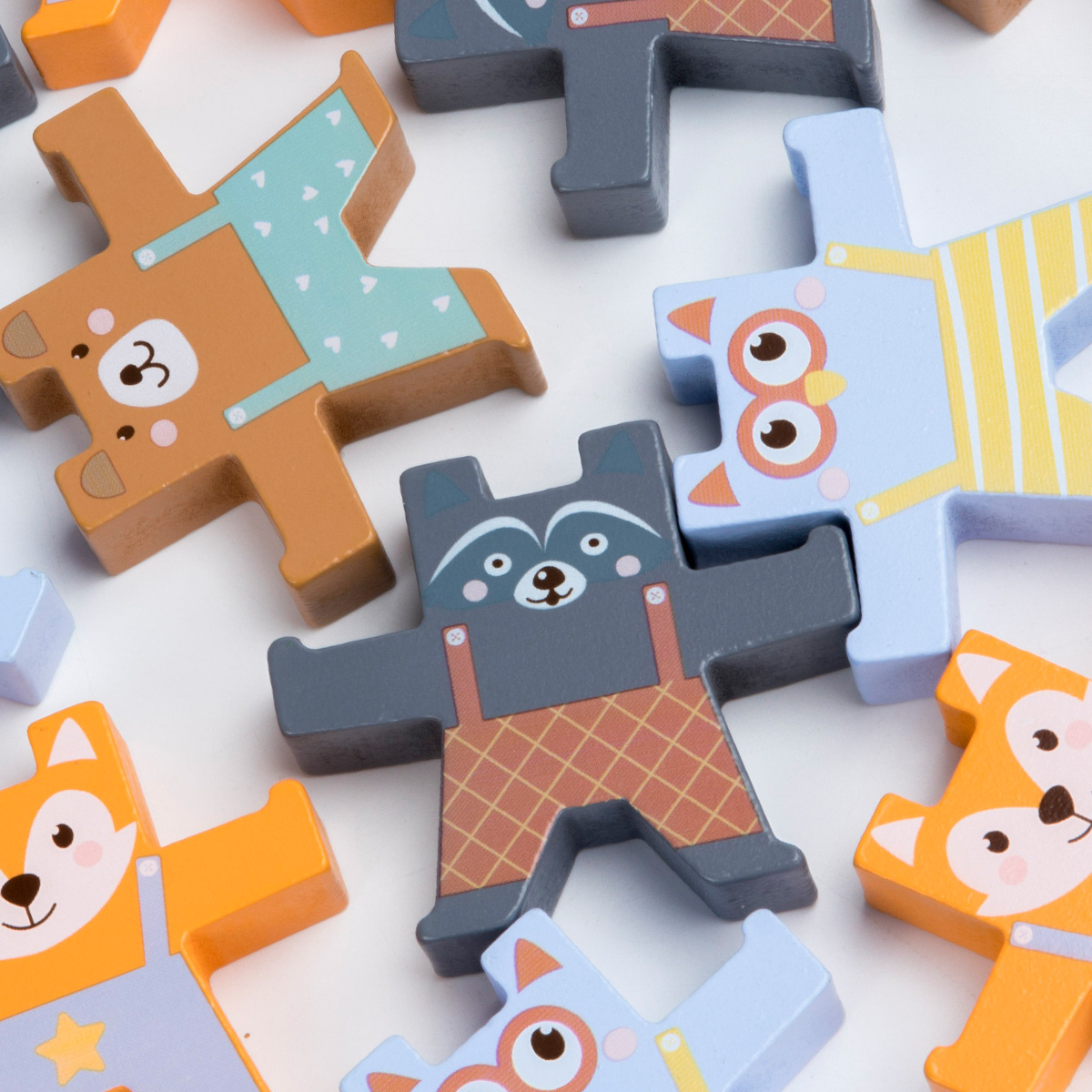 Comercio exterior cola de un solo oso de madera juguete de equilibrio para niños bloques de construcción ensamblados jengle educación temprana rompecabezas coordinación mano-ojo