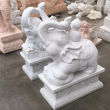 现货出售石雕大象 大理石工艺品雕刻大型石雕象雕塑摆件