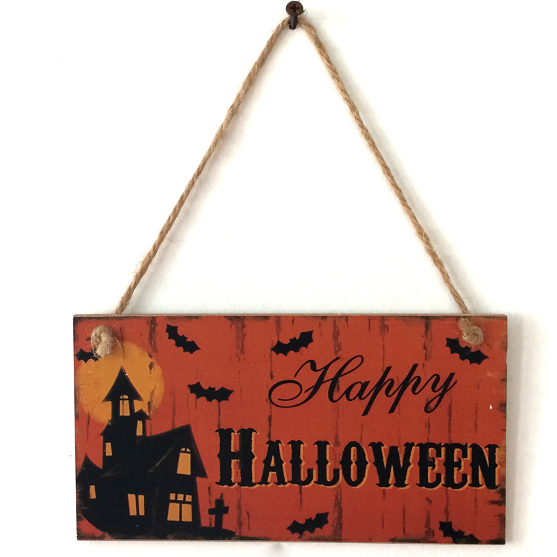 Suministro directo de fábrica de artesanías de madera colgante de madera Halloween fantasma Festival carnaval noche decoración regalo colgante tablero en stock