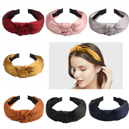 Three-state retro satin headband women's hair accessories wholesale European and American knotted hair headband hairband simple hairpin head accessories