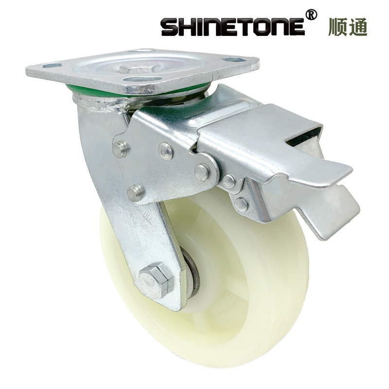 4568寸重型工业加厚脚轮尼龙pp万向轮平板带刹车手推车轮子活动轮