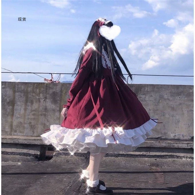Оригинальная юбка Лолиты на весну и лето мягкая девушка Лоли большая юбка студент милое платье OP с длинным рукавом
