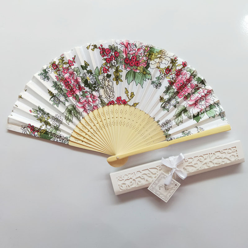 Ventilador plegable de estilo japonés ventilador plegable de satén ventilador elegante de estilo chino ventilador de tela ventilador de regalo ventilador diario rosa con cartón