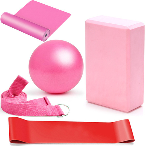 Yoga Ball Five-piece Set Yoga Bricks Stretch Belt Latex Tissue Resistance Circle Yoga Fitness Equipment Cross-Border Model