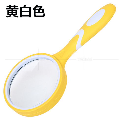 Optical white glass lens rubber handle anti-fall plastic elderly reading handheld reading 10x high-definition magnifying glass