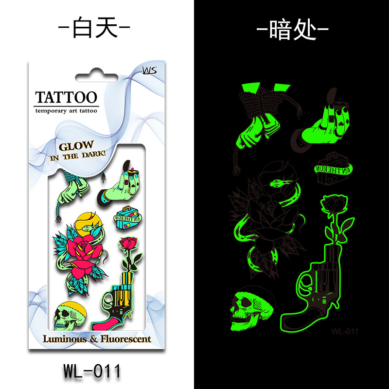 Tatuajes Temporales Luminosos Fluorescentes de Papel de Transferencia de Agua para Halloween image 17