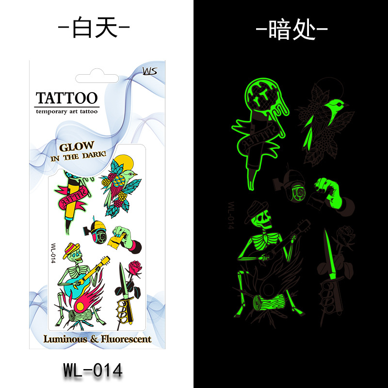 Tatuajes Temporales Luminosos Fluorescentes de Papel de Transferencia de Agua para Halloween image 20
