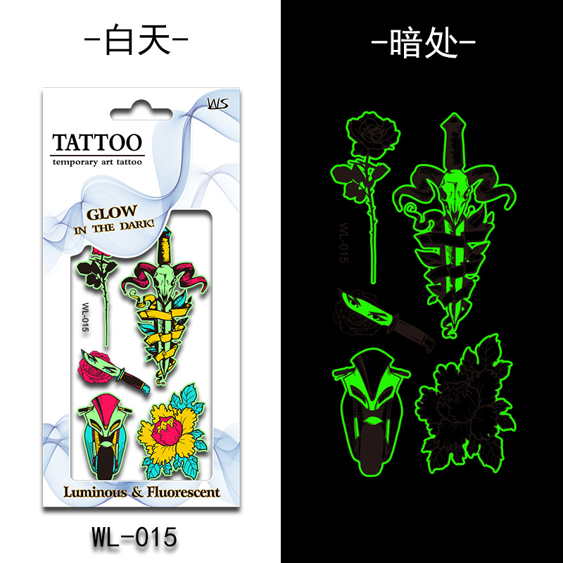 Tatuajes Temporales Luminosos Fluorescentes de Papel de Transferencia de Agua para Halloween image 21