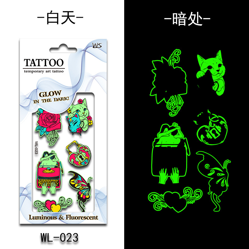 Tatuajes Temporales Luminosos Fluorescentes de Papel de Transferencia de Agua para Halloween image 29